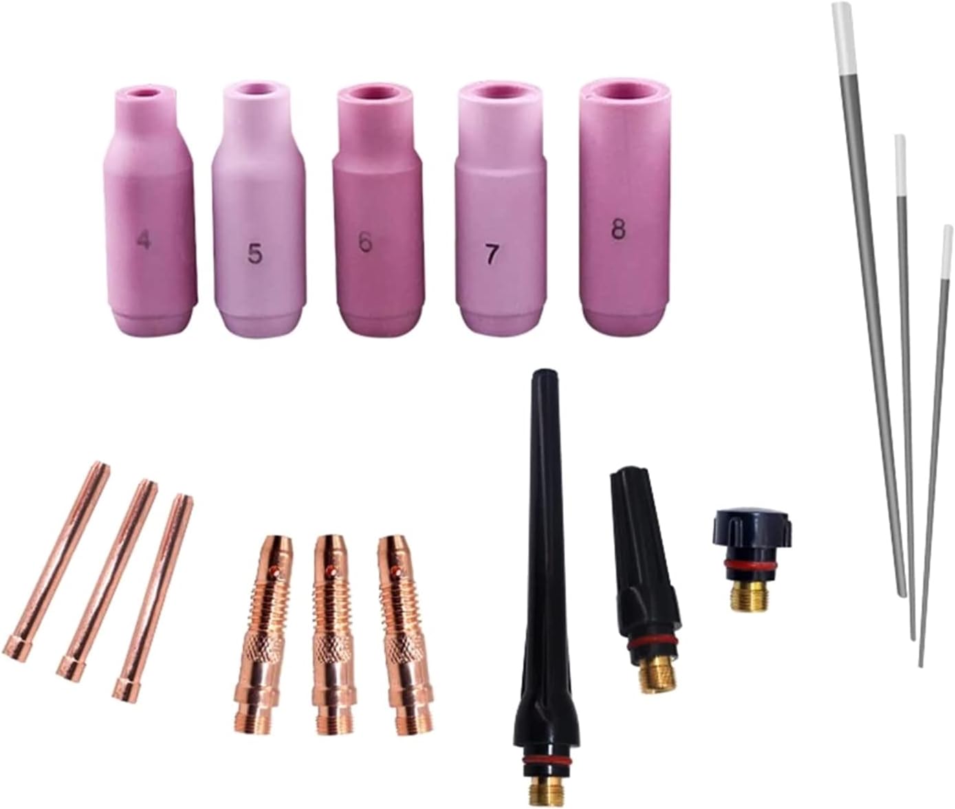 Welders Welding Torch with Tig Cup/Collet Body Nozzle Electrode Suitable for 17/18/26 Tig Welding Torch
