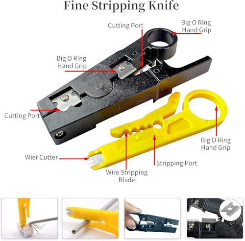 Image of SmartTech Network Crimping Tool Kit RJ45 RJ11 RJ12 for Cat5 Cat5e Cat6, 11 in 1 Portable Ethernet Cable Crimper Kit with a Ethernet Wire Stripper 8p8c 6p6c Connectors Cat5 Cat6 Cable Tester
