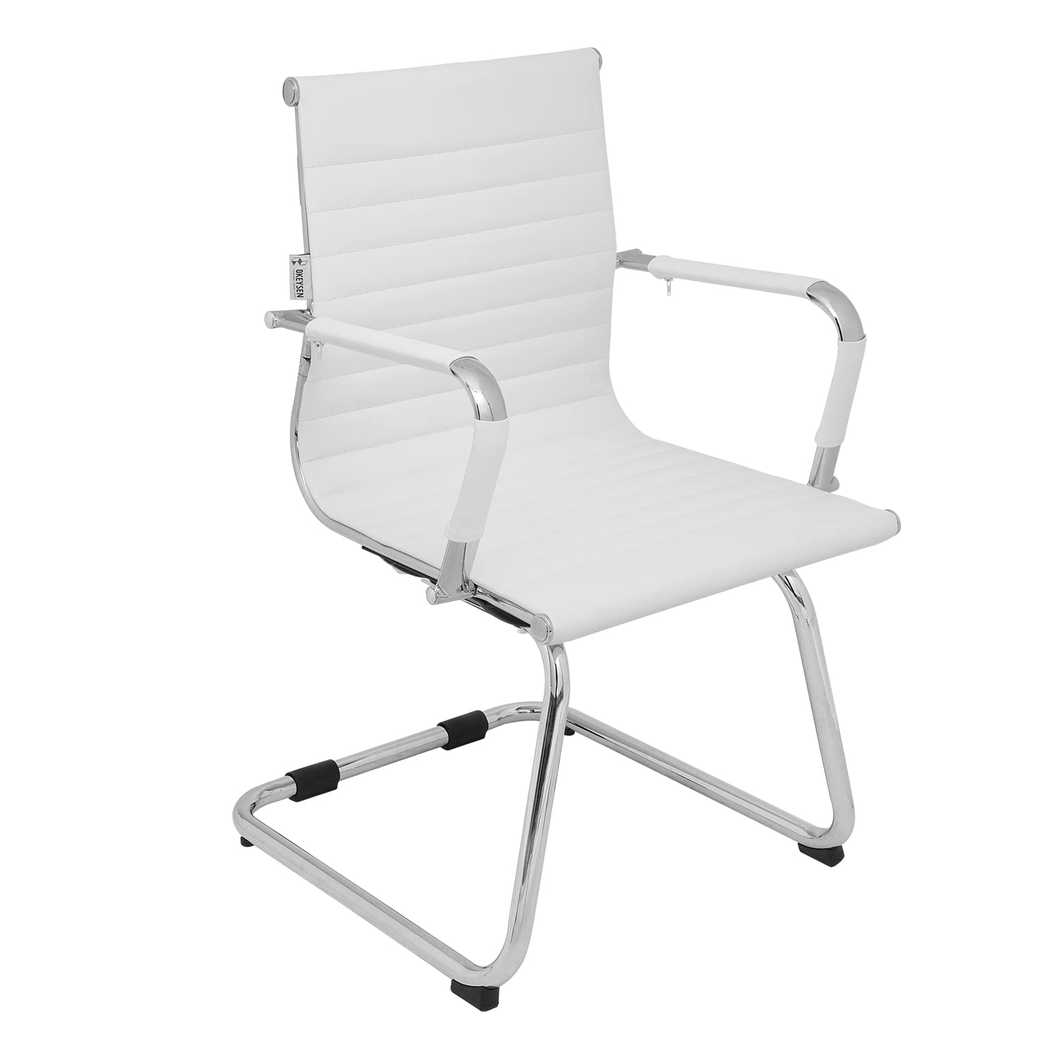 OkeysenConference Room Chairs, Modern Office Guest Chairs for Waiting Room,  Reception Chairs with Mid Back Sled Base, Leather Office Desk Chair No