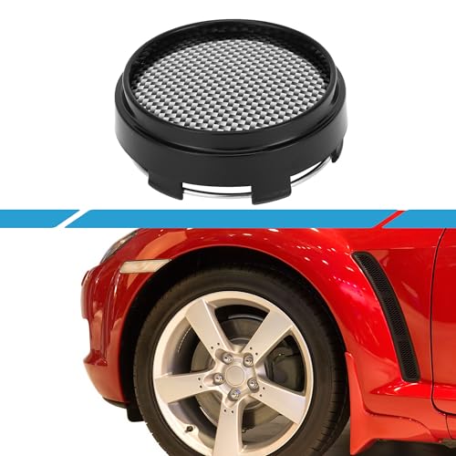 Cache-moyeux plastique noir à motif progressif carbone diamètre 66 mm