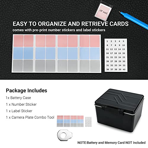 Lp-E6 En-El15C Np-W235 Fz100 Camera Battery And Memory Card Case With Labels,Dslr Slr Battery Organizer Storage For 16 Micro Sd 6 Sd 3 Cf Express Type A And 2 Xqd/Cf Cards,Water-Resistant & Shockproof #TOP2