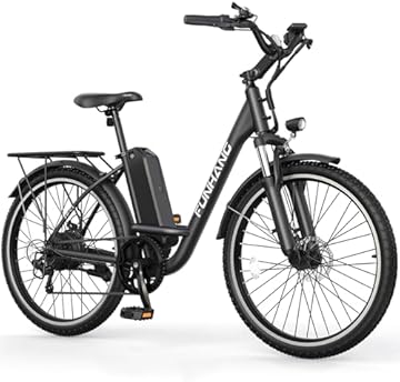 Funhang Electric Bike for Adults, 26" City Cruiser Ebike with 1000W Peak Motor, 21.7MPH 50 Miles Commuter Adult Electric Bicycles with 48V Battery, Adjustable Stem, 7-Speed, UL 2849 Certified