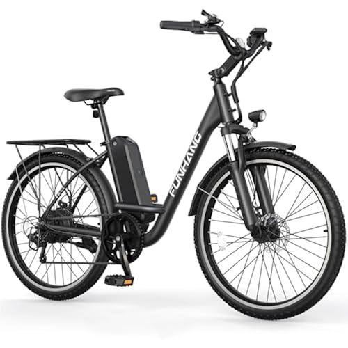 Funhang Electric Bike for Adults, 26" City Cruiser Ebike with 1000W Peak Motor, 20MPH 50 Miles Commuter Adult Electric Bicycles with 48V Battery, Adjustable Stem, 7-Speed, UL 2849 Certified