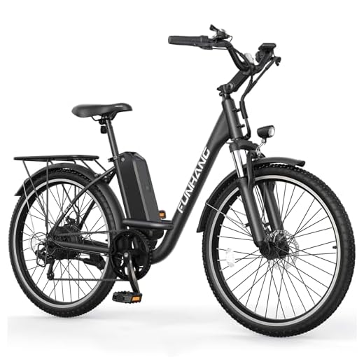 Funhang Electric Bike for Adults, 26" City Cruiser Ebike with 1000W Peak Motor, 21.7MPH 50 Miles Commuter Adult Electric Bicycles with 48V Battery, Adjustable Stem, 7-Speed, UL 2849 Certified