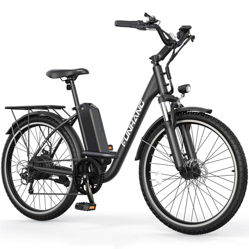Funhang Electric Bike for Adults, 26' City Cruiser Ebike with 1000W Peak Motor, 21.7MPH 50 Miles Commuter Adult Electric Bicycles with 48V Battery, Adjustable Stem, 7-Speed, UL 2849 Certified