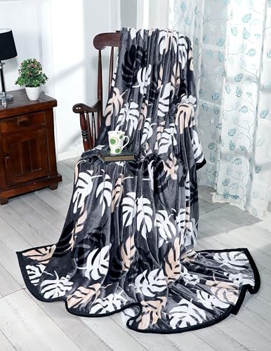 Image of Premium Ultra Soft Flannel Printed Single Blanket 220x160 cm| 200 GSM Warm & Cozy All Season AC Blanket| Lightweight Travel /Camping Throw for Sofa & Couch| Winter Duvet /Quilt- Grey