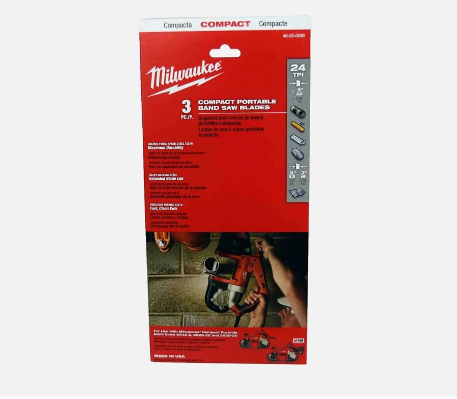 Milwaukee 48-39-0539 Compact Band Saw Blade 35-3/8-Inch 24TPI, 3 Pack