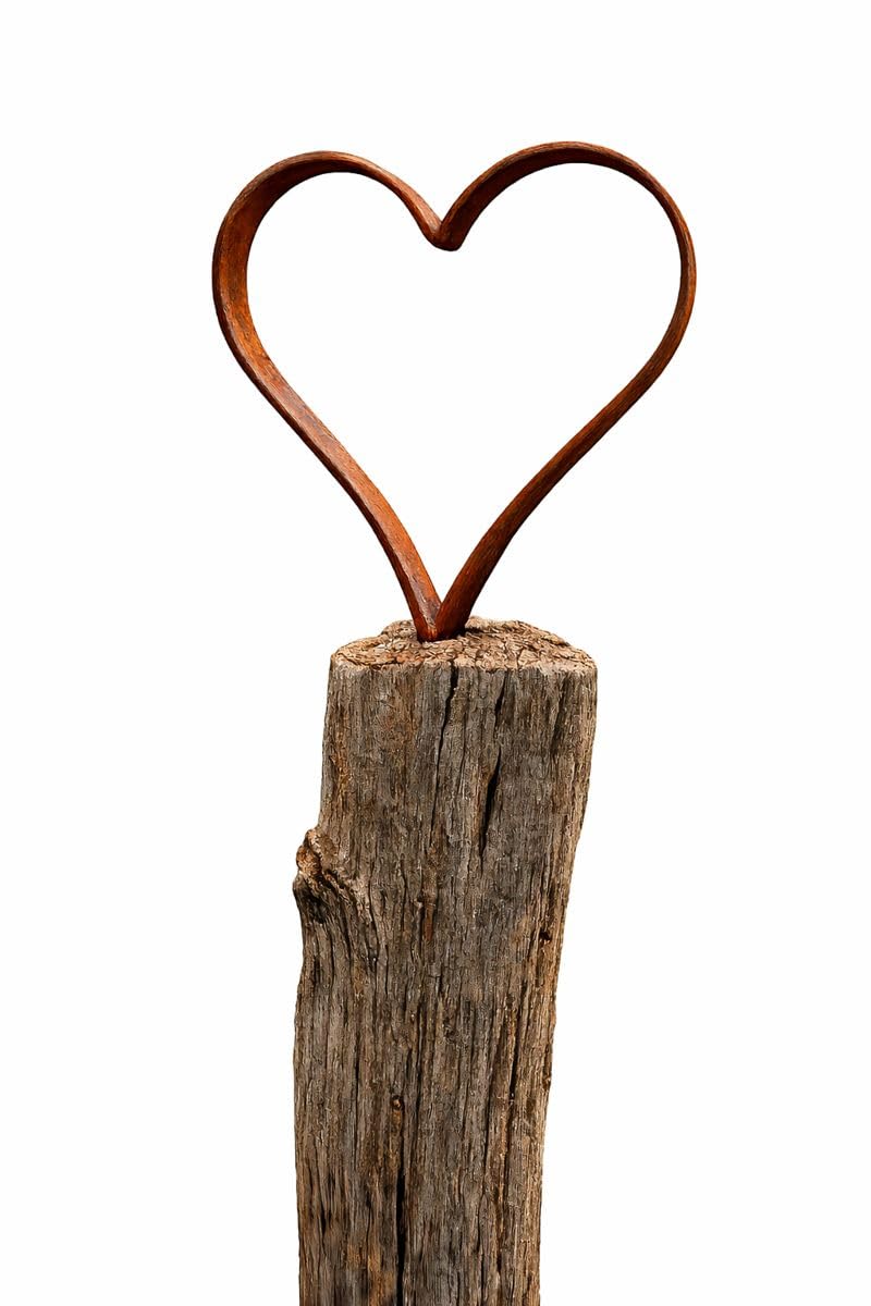 Bornhöft Cuore in ruggine da avvitare, effetto ruggine, decorazione da giardino con filettatura a vite, scultura a cuore in metallo per esterni