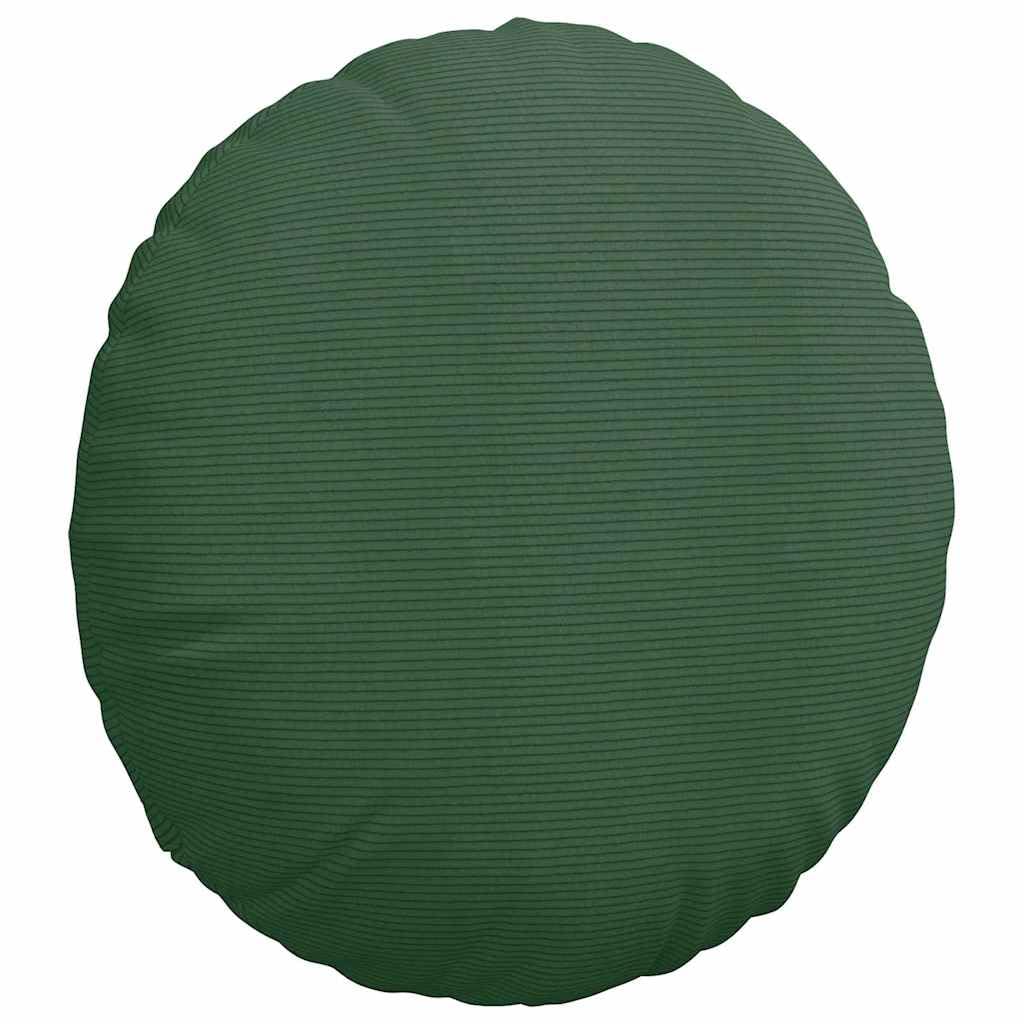 Juego de 2 cojines de pana de 80 cm de diámetro, color verde oscuro