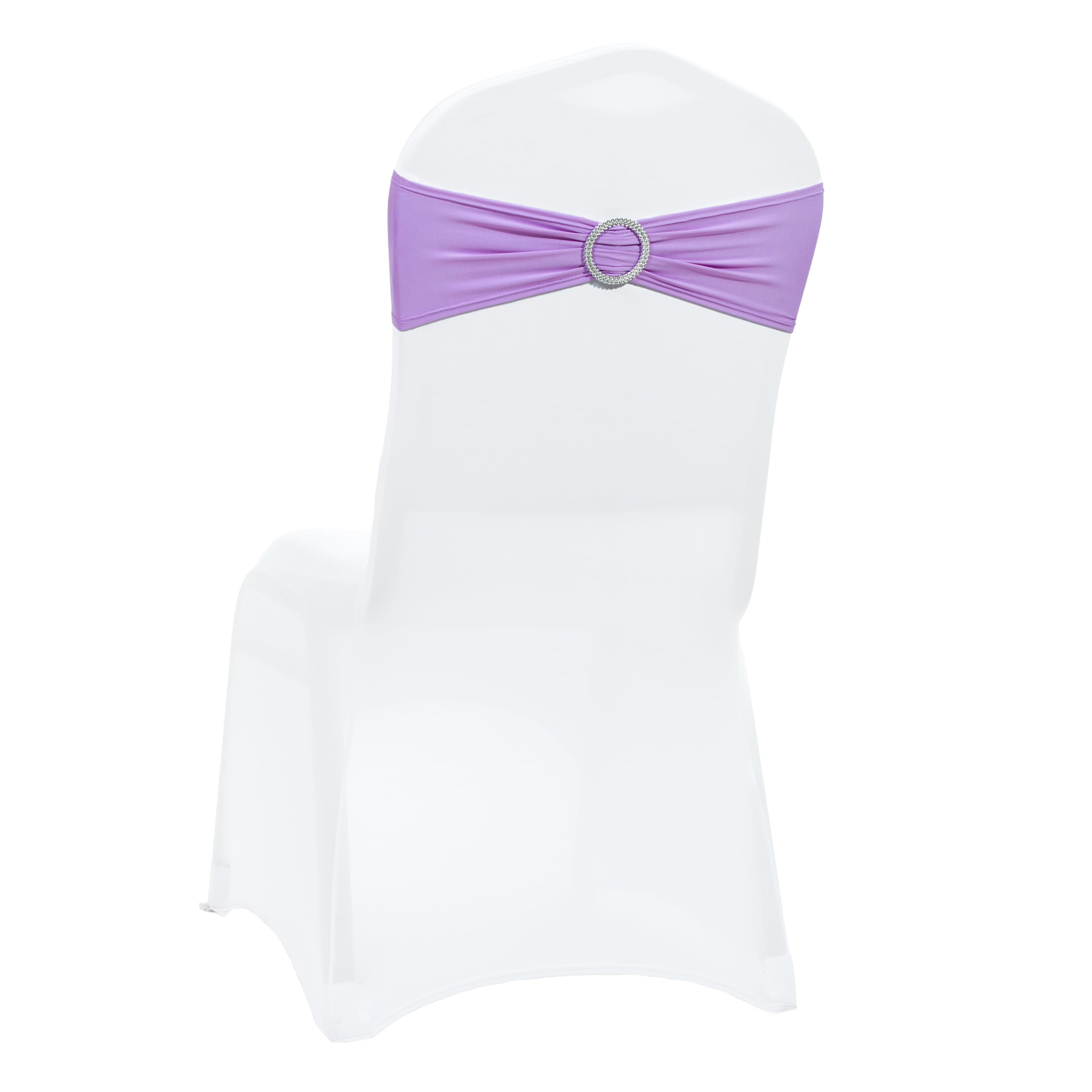 VDS - Lavender | Spandex Chair Sashes Bows | 50 PCS | Stretch Elastic Banquet Universal Folding Chair Band Tie with Silver Buckle Slider for Wedding Party Conference Celebration Event Decoration — image 1
