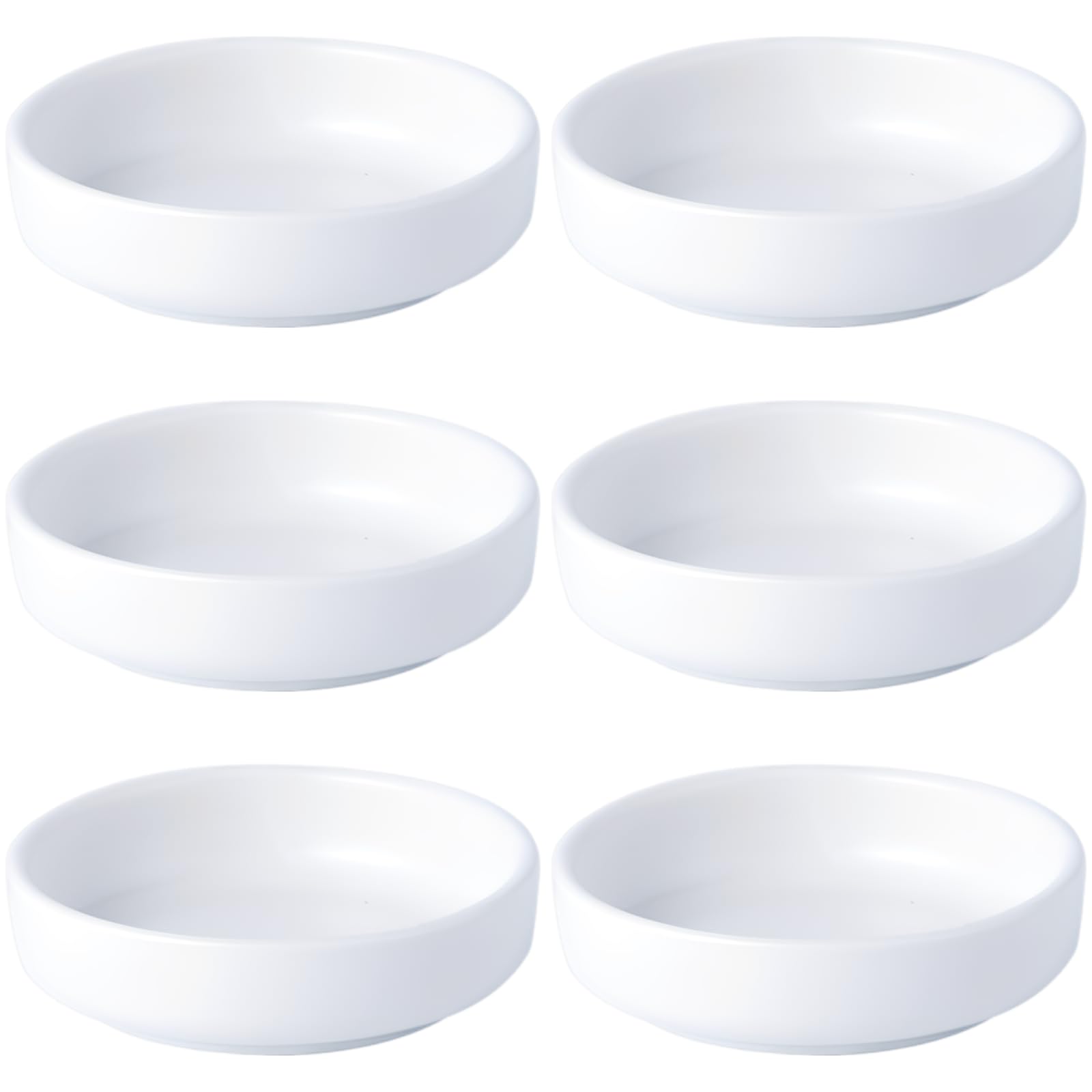 6 Stk Keramik Dipschalen 9 cm, weiße Sojasaucen Schälchen, kleine Servierschalen und Dipschalen für Gewürze, Vorspeisen, Snacks und Beilagen, minimalistischer japanischer Stil