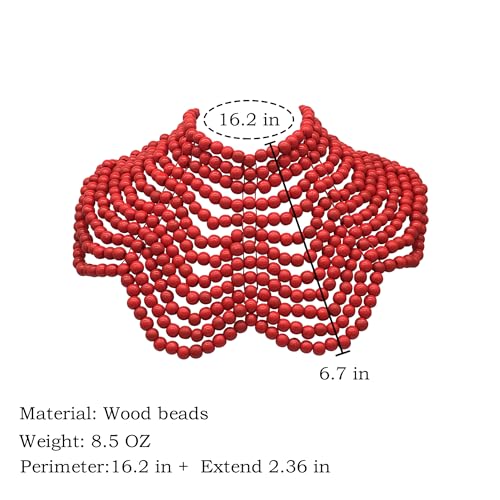 Jhwzaiy Statement African Jewelry Chunky Colorful Wood Beaded Necklaces For Women Strands Big Bib Choker Collar Multi Color Layered Cluster Tassel Wooden Bead Necklace Handmade Fashion Costume Accessories, thumb #1