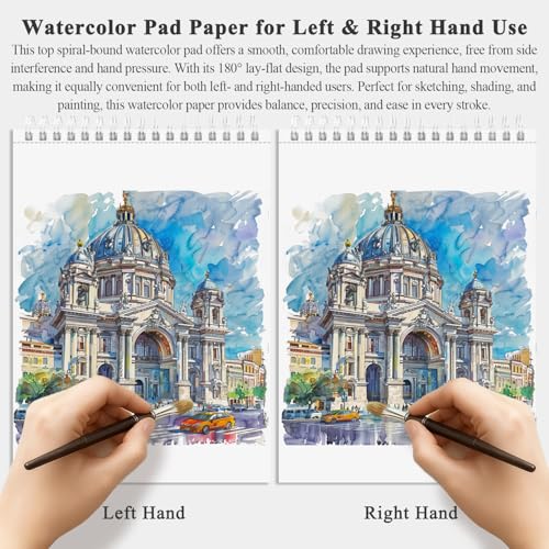 Image of Fuxi Watercolor Notebook 8.5 inch x 11 inch, 140 lb Cold Press Watercolor Paper, 32 Sheets (64 Pages) Water Color Paper Pad, Art Supplies for Adults Painting, Gouache & Ink.