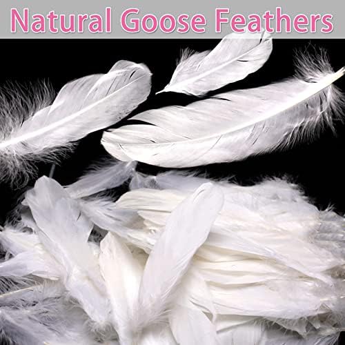 Feather for Crafts, 250 Pcs White Feathers Natural Goose Feathers for DIY Dream Catchers/Earrings/Wedding Party Decorations (3 Sizes)