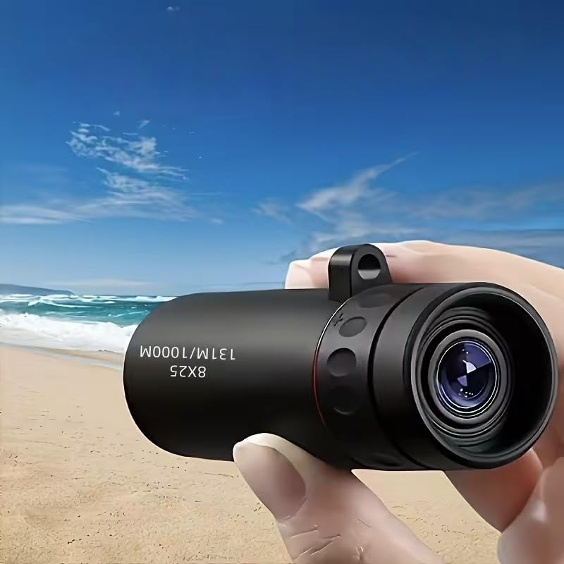 Portable PVC Monocular 8x25 HD Telescope Compact Lightweight Manual Focus for Outdoor Travel Sports and Gift