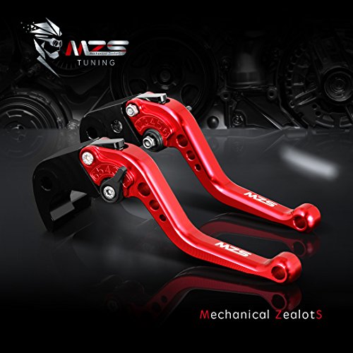 Image of MZS Red Motorcycle Brake Clutch Levers Adjustable Short CNC Set | for Z900 17-24, Z650 Z650RS EX650 17-26, Vulcan S 650 15-26, KLE 650 15-26, KLZ1000 15-19, Unbreakable Handle Lever Kit
