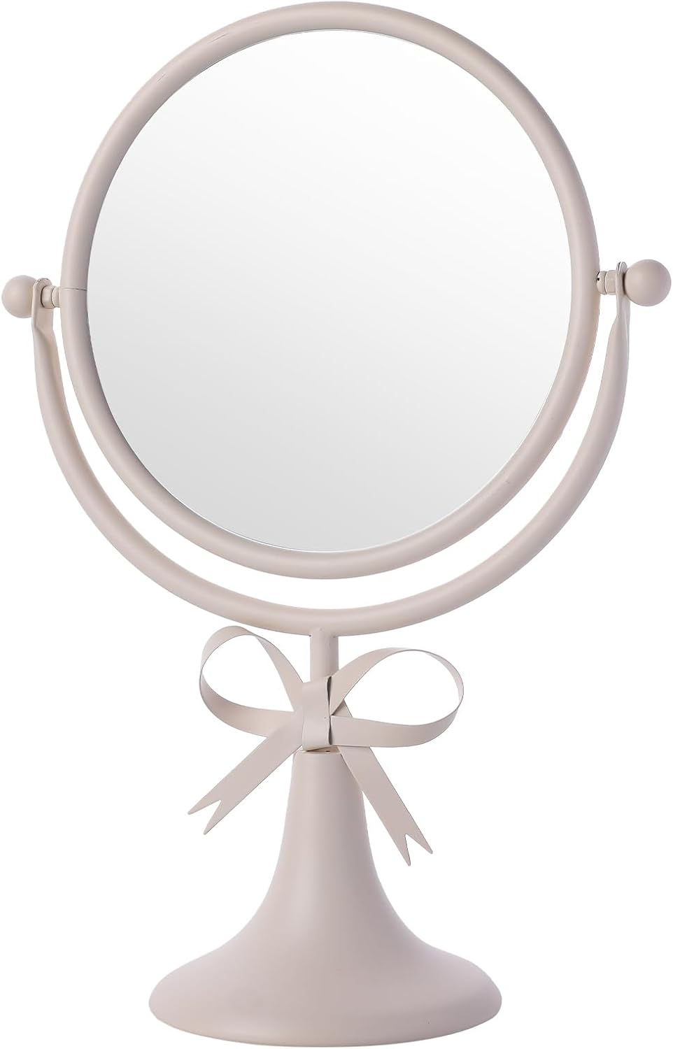 Tabletop Vanity Makeup Mirror with Metal Frame Gold Bow Desk Table Mirror with 360°Adjust Dressing Room Bedroom Bathroom Favor Decor