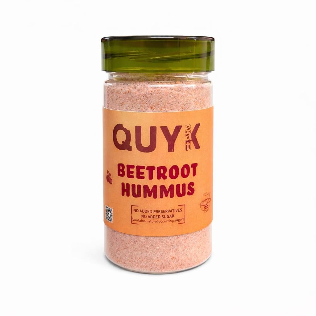 quykeat beetroot hummus powder | make fresh hummus anytime | clean-label dip mix | no added preservatives or sugar | 75g