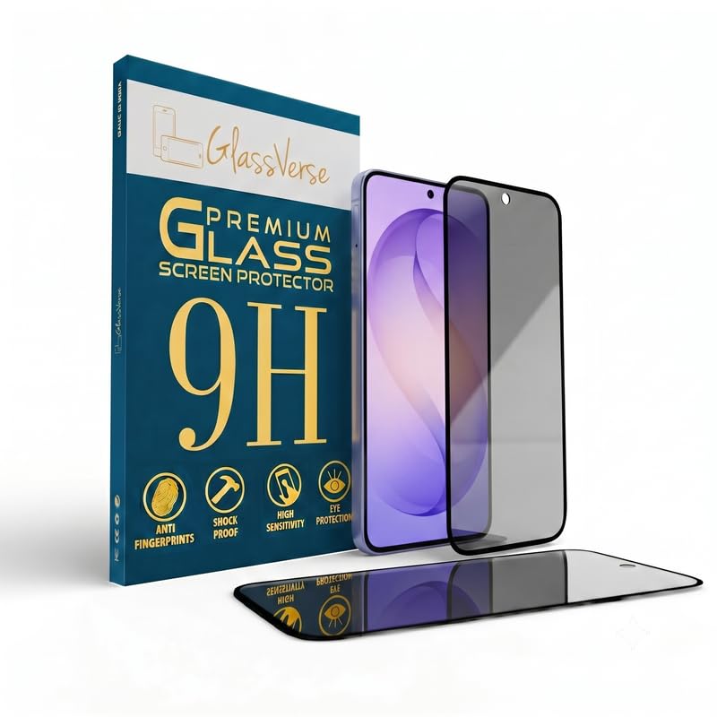 Image of GlassVerse Ultra Privacy Tempered Glass For Samsung Galaxy S26+ (Pack Of 2) with Free Installation Kit. Edge To Edge. (In-Screen FingerPrint Lock will not work with the Privacy Guard) - 6.7 inch