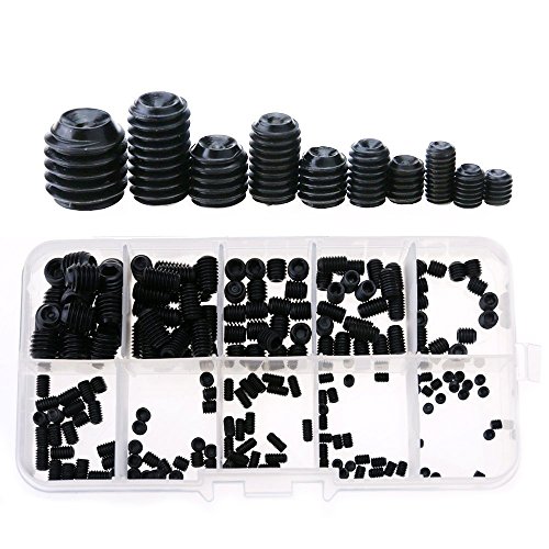 Glarks 260-Piece M3 4 5 6 8 Hex Allen Head Socket Set Screw Assortment Kit (12.9 class alloy steel)
