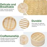 BAMBUO BAMBOO BAMBOO BAVER, tradycyjny chiński koszyk parowy z pokrywką, 2-poziomowy koszyk parowy do gotowania pierogu warzyw rybny ryb,27cm