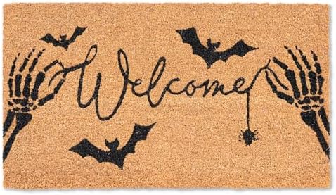 Halloween Welcome Coir Doormat 17"x30", Outdoor Front Door Mat wi...