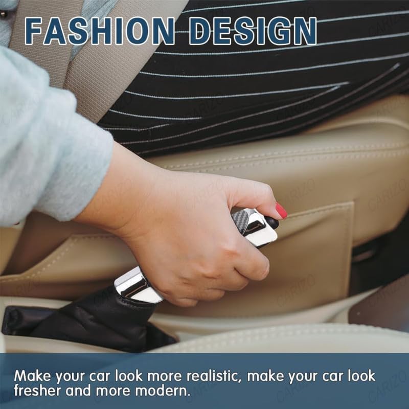 Image of Yourkarts Car Gear Knob Cover & Hand Break Cover, Protective, Premium Material, Universal Fit, Stylish Design (Brown) (Carbon)