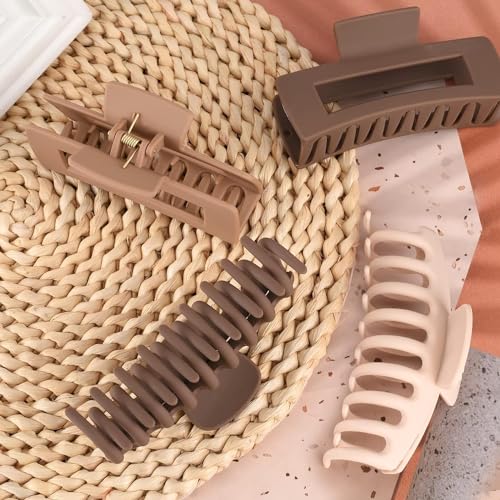 Image of ANNA CREATIONS 8 Pcs Korean Fashion Matte Hair Claw Clips Strong Hold Clutcher for Thick & Thin Hair Accessories Clutches for Women & Girls
