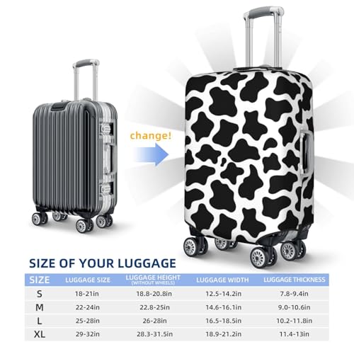 Cow Print Black White For Travel Luggage Cover Suitcase Protector Fits 18-32 Inch Travel Luggage Protector Elastic Luggage Anti-Scratch Suitcase Cover4