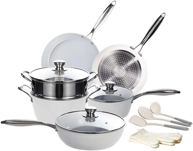 Miniatura 1 de Juego de utensilios de cocina de cerámica de 13 piezas, juego de utensilios de cocina de aluminio de calibre pesado, interior de cerámica saludable,