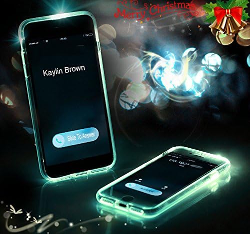 Case for Apple iPhone Incoming Call LED Flash Message Blink Hybrid Cover with PC Hard Transparent Back Panel + Luminous Soft Protective (White-6)