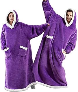 One Piece Extra Long Hoodie Blanket for Women and Men 3XL, Oversized Fleece Wearable Sweatshirt for Adult, Super Warm Sherpa Hoodie, One Size XXXL