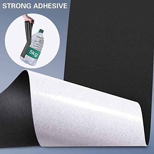 Sgooyir Leder Reparatur Set, 10x200cm Kunstleder Selbstklebend, Kunstleder Reparaturset Flicken Selbstklebend Patch für Autositze, Sofa, Jacken, couch, Möbel Schwarz