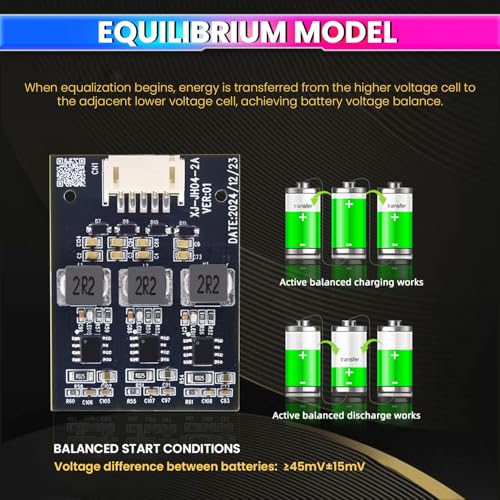 Image of amiciSolar 4S 2A Active Balancer Inductive Board for LiFePO4, Lithium-ion, Lipo, LTO Battery Packs | Energy Equalization Module | Smart 2-Cell Voltage Balancing | 2.8V-4.2V Per Cell