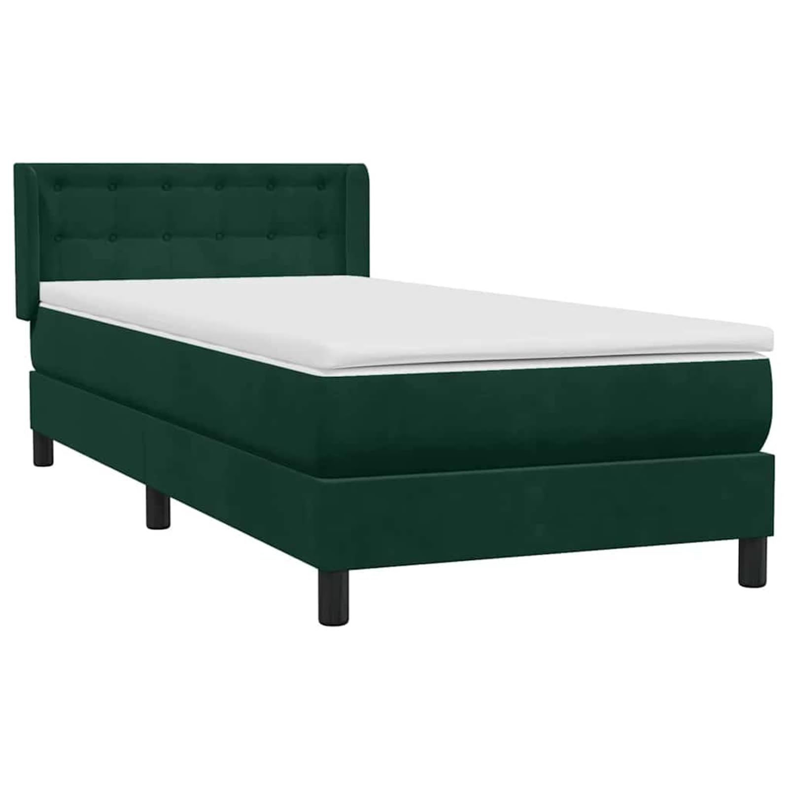 ATOMSTACK MAKER Letto a molle, 80 x 220 cm, con materasso a molle insacchettate, rivestimento in velluto verde scuro, testiera regolabile in altezza, coprimaterasso traspirante, per un sonno riposante