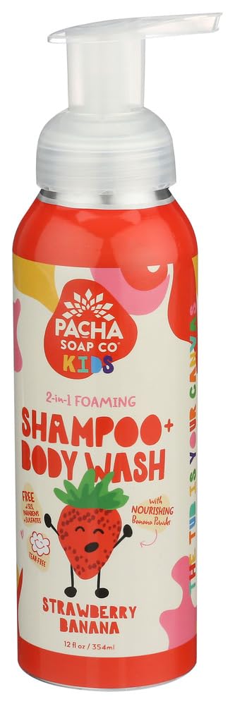 Miniatura 2 de Pacha Soap Kids Strawberry Banana 2 en 1 Champú y gel de baño, 12 Fz