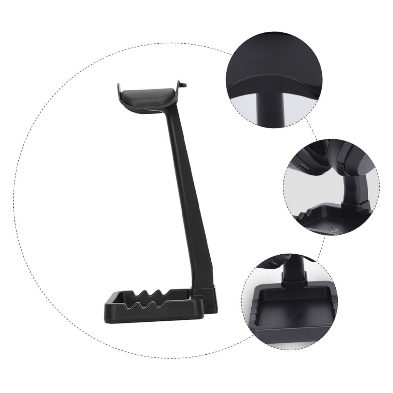 Toyvian Supporto Cuffie da Scrivania Nero, Organizer Headset in Abs e Tpu | Poggia Cuffie per Desk e Computer Desk, 3kg, Anti-slip, Non Si Deforma e Non Si Rompe