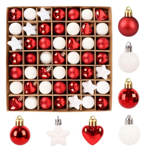 62 STK Weihnachtskugeln Klein & Sterne & Herz Set - 3cm Kunststoff...
