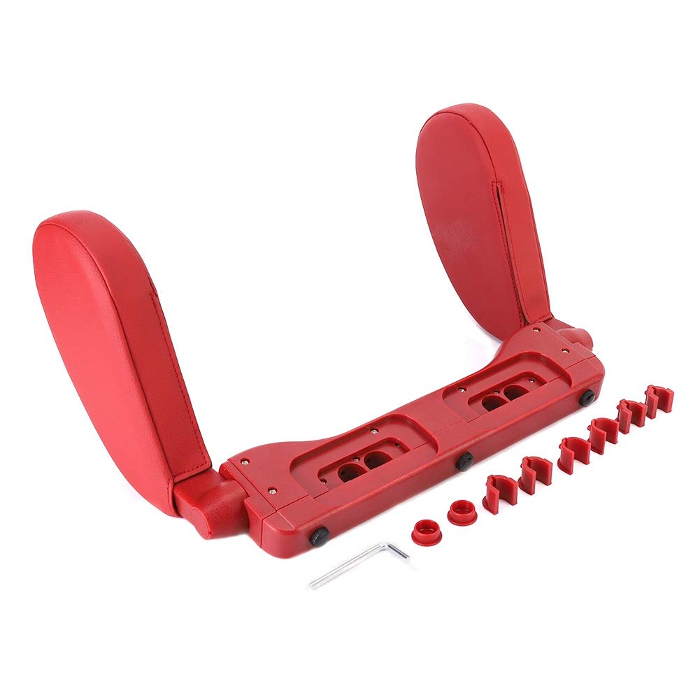 Almohada universal para reposacabezas de coche con cojín de cuero con ajuste de 180 grados (Roja)