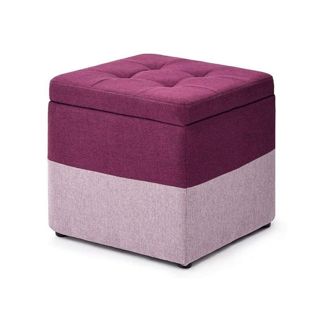 Banc siège en bois massif de qualité supérieure et lin | Cube de rangement salon