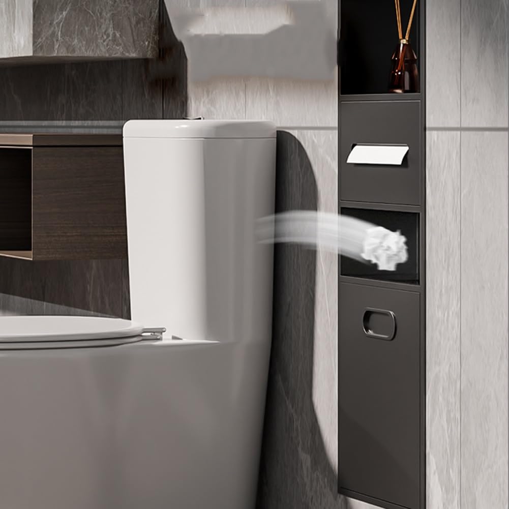 Nichos de Ducha de Acero Inoxidable Negro | Portarrollos de Papel higiénico Empotrado y Soporte para Papelera Integrado | Accesorios Elegantes para baño, Cocina y Sala de Estar | Fácil Insta