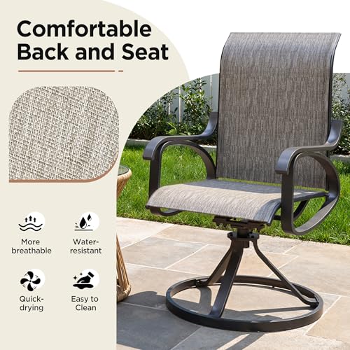 Image of LOUVIXA Patio Swivel Chair Set of 2, All-Weather Patio Swivel Rocking Chair, High Back Patio Dining Chairs for Backyard, Porch, Lawn, Garden(2, Taupe)