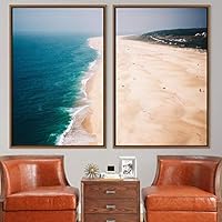 2 Piece Framed Canvas Wall Art Coastal Beach Canvas Prints Home Artwork Decoration for Living Room,Bedroom - 16