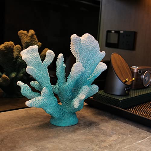 Estatua decorativa de coral turquesa de resina 8.2" miniatura 3