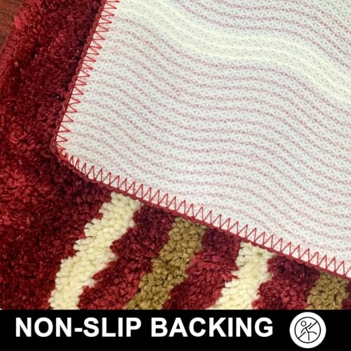 Image of Luxe Home Bath Mat Belgium - 38x58 cm - Bathroom Mat - Cherry - Super Soft Microfiber, Anti Slip Backing, Washable - Perfect for Home, Bedroom, Kitchen