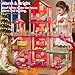 KIZONLY Pink Girl House Playset for Kids 3 4 5 6 7 8 Years Old - Villa Girl Toys with 4 Storeys 10-Room and 2 Dolls, Furniture Accessories, Pretend Play Indoor Toddler Toys Birthday Gifts for 3-5 6-8