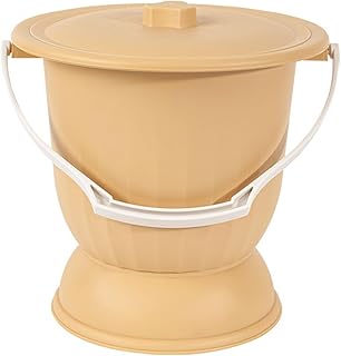 NEDLON Orinal Portátil con Tapa, Cubo De Orina con Escupidera con Asa Orinal De Cabecera para Uso De Mujeres Embarazadas De Edad Avanzada (Color : Amarillo, Size : 24.5 * 24.7cm)