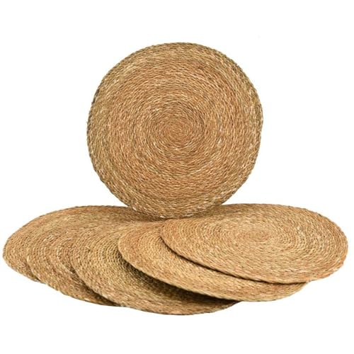 Sets de table ronds en jonc naturel AUBRY GASPARD Ø 38 cm lot de 6