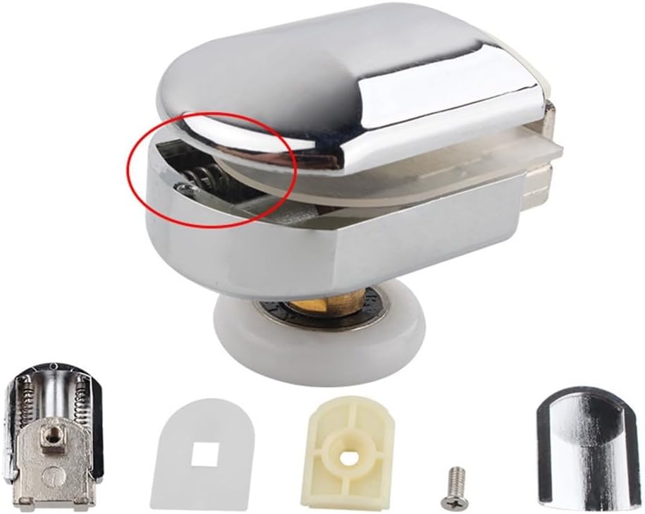 Zinc Alloy Shower Door Rollers with 25mm Nylon Wheels, Adjustable Top and Spring Loaded Bottom Runners for Glass Enclosure Hardware, 4-Pack Set