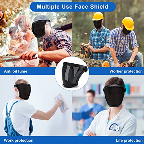 Bfhongly 3 Pack Dark Grey Plastic Face Shield, Full Safety Face Protection Equipment With For Unisex An D Adult, Reusable Face Shield For Work Protection Anti Fogging Sun Smoke Oil Grain Dark #TOP3